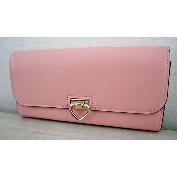 Kate Spade K4499 Coral Gable Pink Leather Lovitt Flap Continental Wallet $228 - Picture 1 of 14